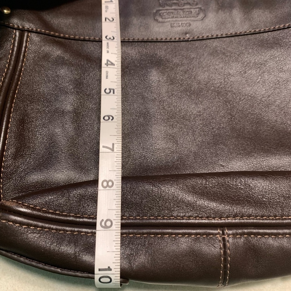 Coach Chocolate Leather Shoulder Bag with Gold Accents - Picture 12 of 12